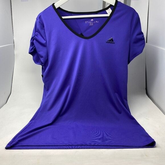 Adidas Climalite Purple/Black V-Neck Top - Picture 1 of 15